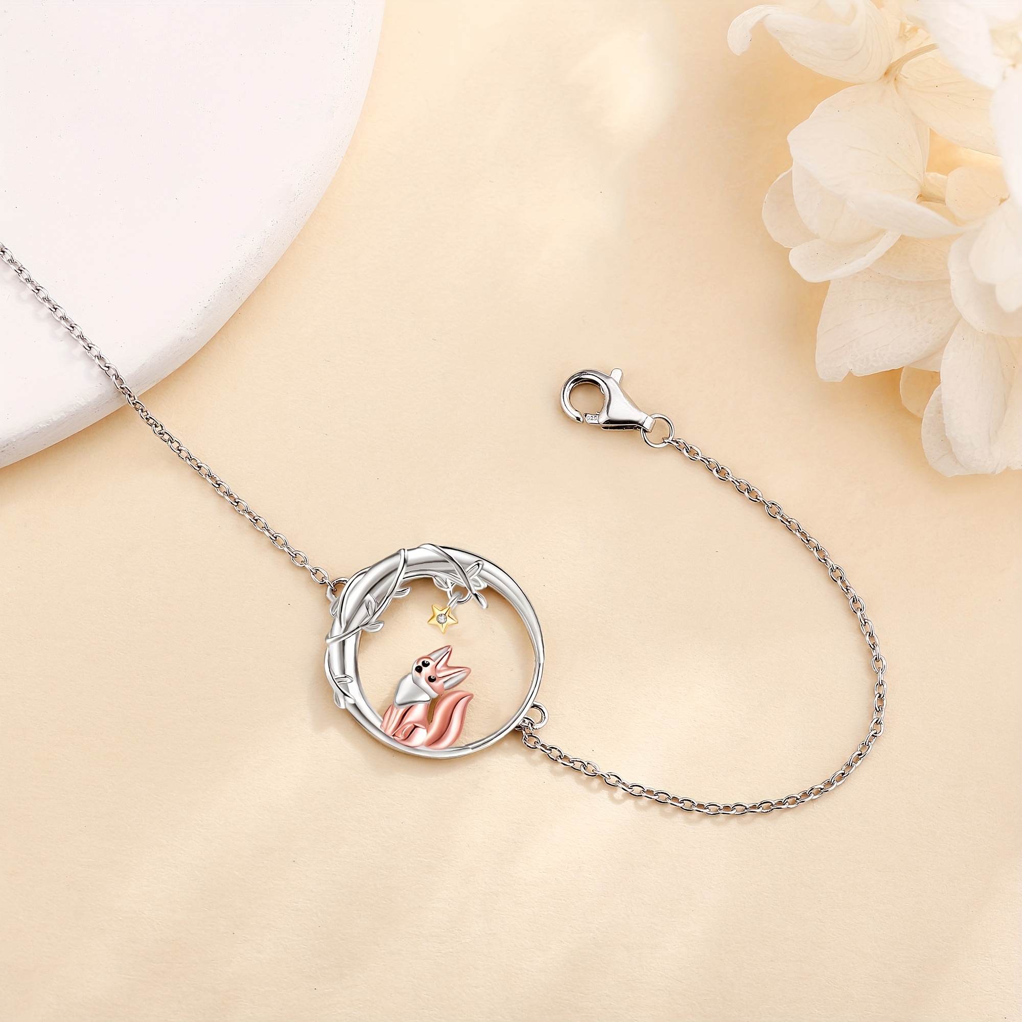 925 Sterling Silver Fox Bracelet Animal Jewelry For Women